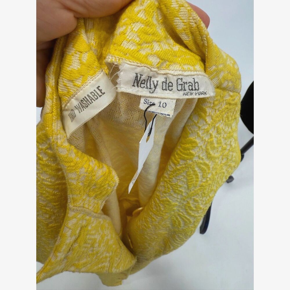 Nelly DeGrab NY vintage 60s yellow woven a-line knee length dress with belt - Picture 6 of 7